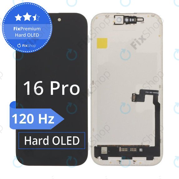 Apple iPhone 16 Pro - LCD zaslon + zaslon osjetljiv na dodir + okvir Hard OLED FixPremium 120Hz