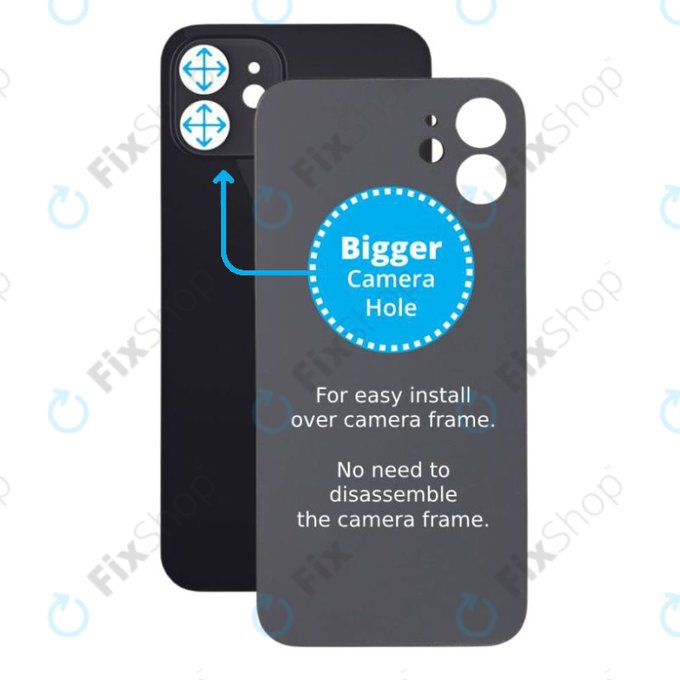 Apple iPhone 12 - Staklo stražnjeg kućišta s većom rupom za kameru (crno)