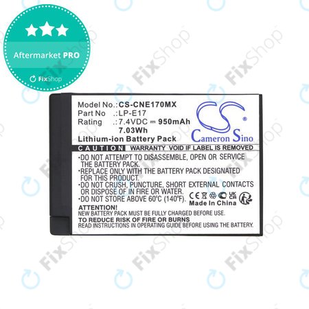 Baterija za Canon EOS, 950mAh, Li-Ion, 7.4V, LP-E17, HQ